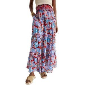 Anthropologie Love the Label Tiered Floral Maxi Skirt